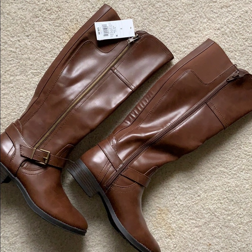 vegan leather brown boots